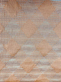 Diagonal Textured Oversize Argyle with Horizontal Striped Lurex - Salmon Orange / Silver / Cream