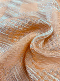 Diagonal Textured Oversize Argyle with Horizontal Striped Lurex - Salmon Orange / Silver / Cream