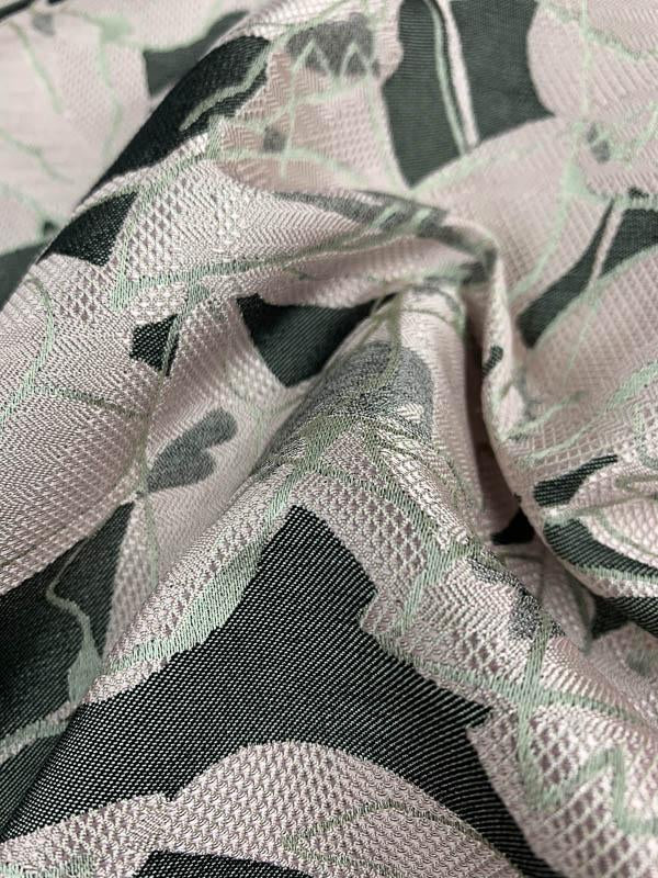 Abstract Stems and Floral Brocade - Grey / Dusty Pink