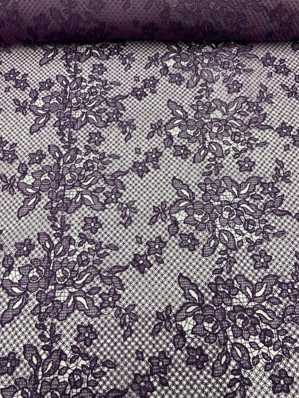 Pamella Roland Floral Embroidered Stretch Tulle - Purple