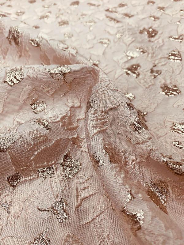 Pamella Roland Textured Abstract Brocade - Blush / Gold