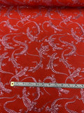 Lizards Textured Metallic Brocade - Red / Magenta / Silver