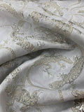 Lizards Textured Metallic Brocade with Fused Back - White / Ivory / Silver