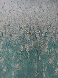 Pamella Roland Novelty Abstract Metallic and Ombré Matelassé Brocade Panel - Aqua / Silver-Gold
