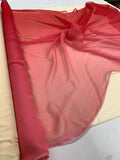 Ombré Crinkled Silk Chiffon - Red / Pink