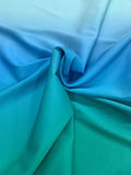 Ombré Stretch Heavy-Weight Silk Georgette - Aqua / Blue / Green
