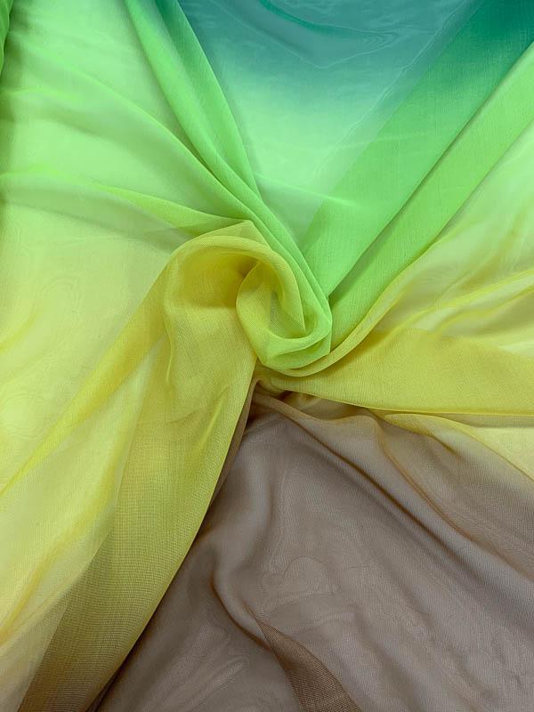 Ombré Polyester Gauze - Green / Lime / Yellow / Brown