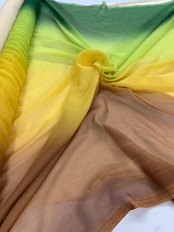 Ombré Polyester Gauze - Green / Lime / Yellow / Brown
