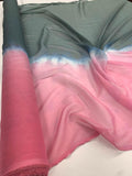 Ombré Tie-Dye Crinkled Silk Chiffon - Teal / Blue / Pink