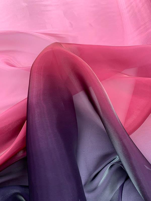 Ombré Polyester Satin Organza - Pink / Cranberry / Plum