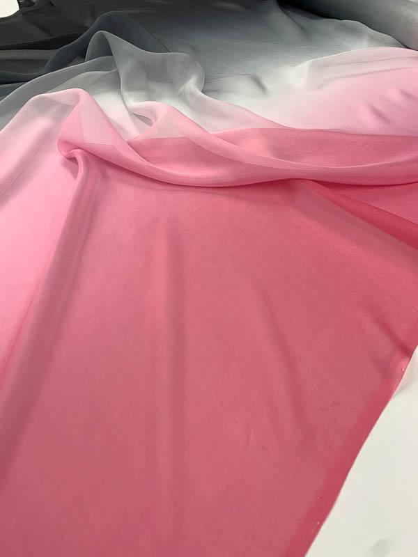 Ombré Silk Chiffon - Black / White / Pink
