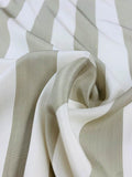 Vertical Striped Printed Silk Crepe de Chine - Taupe / Ivory