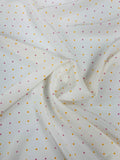 Polka Dot Grid Printed Silk Crepe de Chine - Off-White / Tangerine / Light Magenta