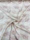 Wavy Lines Sketch Printed Silk Crepe de Chine - Maroon / Off-White