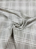 Painterly Open Windowpane Plaid Printed Silk and Cotton Faille - Grey / Ivory