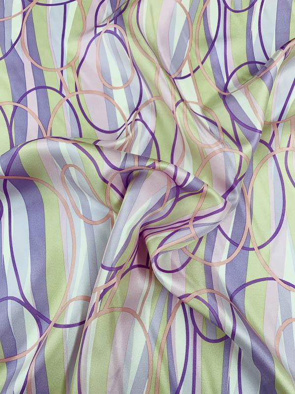 Rings and Waves Printed Fine Silk Twill - Lavender / Lilac / Pink / Taupe