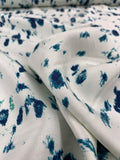Tie-Dye Splatter Printed Washed Heavy Silk Habotai - Teal / Off-White