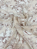 Romantic Floral Printed Silk Chiffon - Tan / White / Brown