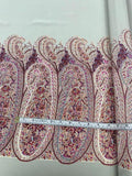 Paisley Border-Pattern Printed 2-Ply Silk Crepe de Chine Panel - Grey / Multicolor