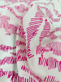 Abstract Sketch Printed Silk Georgette - Magenta / White