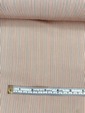 Vertical Fine Striped Printed Silk Broadcloth - Tan / Brown / Blue