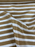 Horizontal Striped Printed Silk Habotai - Caramel Gold / White