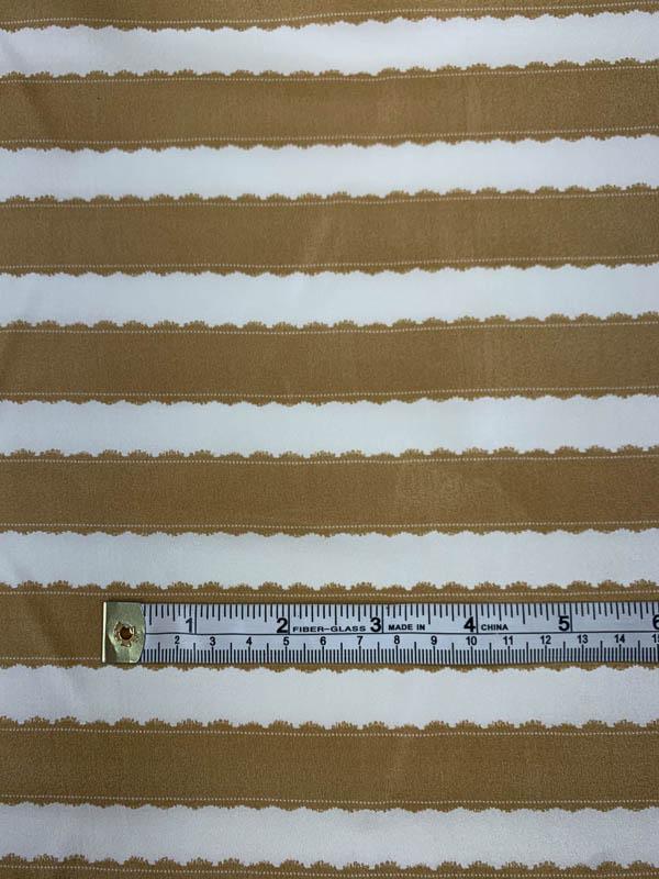 Horizontal Striped Printed Silk Habotai - Caramel Gold / White