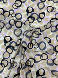 Morphed Rings Printed Stretch Heavy Silk Chiffon - Tan / Lilac / Black / Blue-Grey
