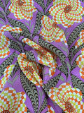 Groovy Floral Windmills Printed Silk Crepe de Chine - Purple / Orange / Multicolor