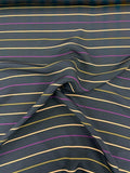 Horizontal Striped Printed 2-Ply Silk Crepe - Navy / Plum / Baby Pink / Brown