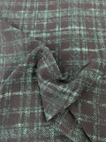 Plaid Distressed-Look Printed Silk Crepe de Chine - Forest Teal / Black / White