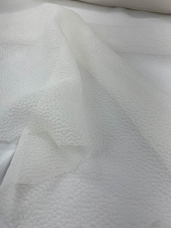 Pebbly Textured Novelty Organza - White