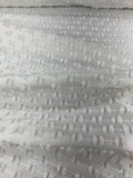 Novelty Horizontal Lines and Fringe on Silk Taffeta - White