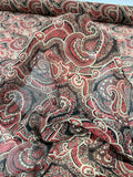 Paisley Printed Silk Chiffon - Red / Tan / Black