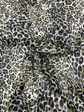 Leopard Pattern Printed Silk Chiffon - Black / Olive / Off-White