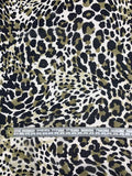 Leopard Pattern Printed Silk Chiffon - Black / Olive / Off-White