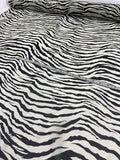 Zebra Pattern Printed Silk Chiffon - Black / Off-White