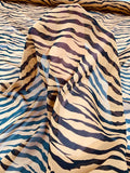 Zebra Pattern Printed Silk Chiffon - Caramel / Black