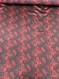 Snakeskin Pattern Printed Silk Charmeuse - Red Wine / Black
