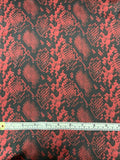 Snakeskin Pattern Printed Silk Charmeuse - Red Wine / Black