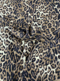 Leopard Pattern Printed Silk Crepe de Chine - Dark Taupe / Black / Brown / White