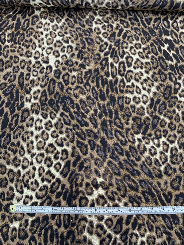 Leopard Pattern Printed Silk Crepe de Chine - Dark Taupe/Black/Brown ...