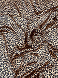 Cheetah Pattern Printed Silk Charmeuse - Deep Nude / Black