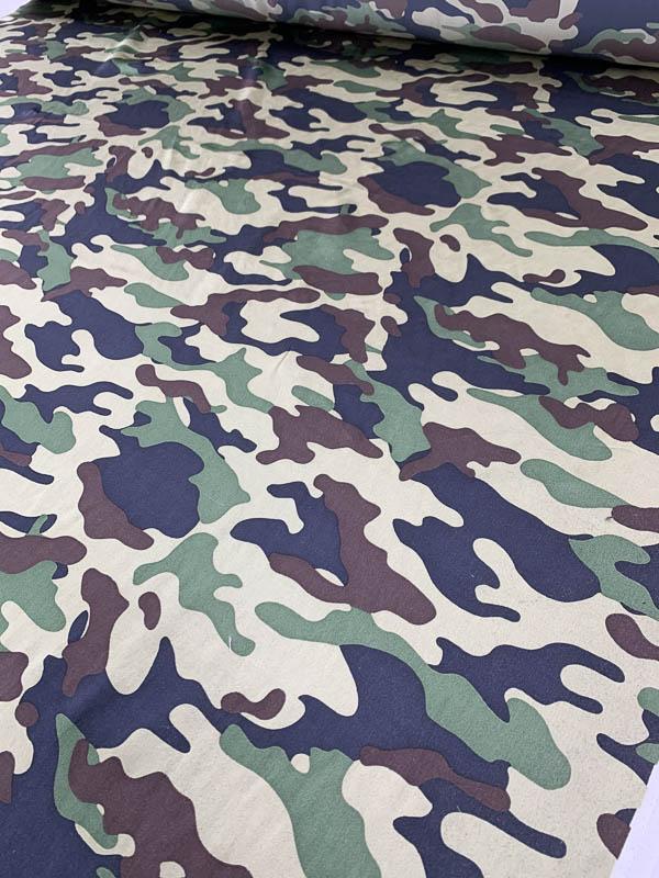 Army Camouflage Printed Silk Charmeuse - Hunter Green / Brown / Black