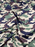 Army Camouflage Printed Silk Charmeuse - Hunter Green / Brown / Black