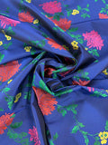 Famous NYC Designer Floral Pattern Taffeta - Blue / Red / Magenta / Green
