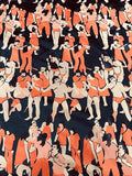 Human Gathering Graphic Brocade - Orange / Tan / Black