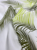 Tropical Leaf Matte-Side Printed Silk Charmeuse - White / Olive / Lime