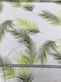 Tropical Leaf Matte-Side Printed Silk Charmeuse - White / Olive / Lime