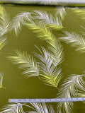 Tropical Leaf Matte-Side Printed Silk Charmeuse - Olive Green / Lime / White